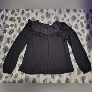 Wild Pearl Black and Lace Blouse sz M